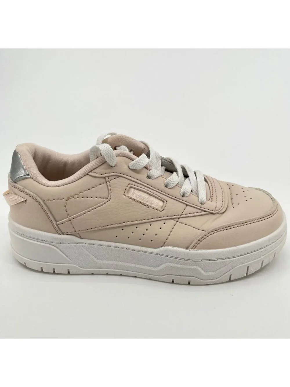 Reebok Club C Double Geo Boys Size 3Y Beige Athletic Lifestyle Shoes Sneakers